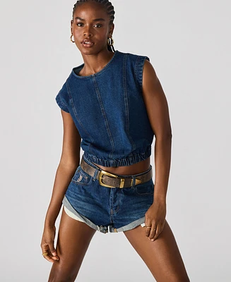 Steve Madden Women's Sleeveless Denim Leila Top