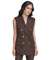 Calvin Klein Petite Double Breasted Sleeveless Blazer