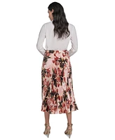 Calvin Klein Petite Printed Pleated Midi Skirt