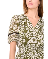 Msk Women's Short-Sleeve V-Neck A-line Dress