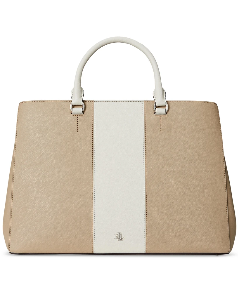Lauren Ralph Lauren Two-Tone Leather Large Hanna Satchel
