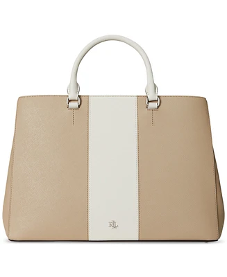 Lauren Ralph Lauren Two-Tone Leather Large Hanna Satchel