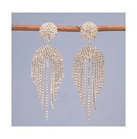 Sohi Women's Silver Bling Cluster Drop Earrings