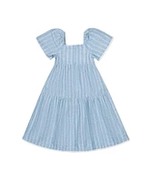 Hope & Henry Toddler Girls Flounce Sleeve Tiered Linen Dress