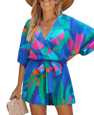 Cupshe Women's Wild Zephyr Tropical Romper