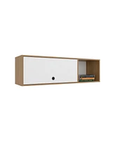 Somerset Wall Cabinet, 1 Door, 3 Shelves, Natural Oak / White