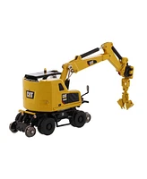 Cat Caterpiller M323F Railroad Wheeled Excavator with 3 Accessories High Line Series 1/87 Scale Diecast Model by Diecast Masters