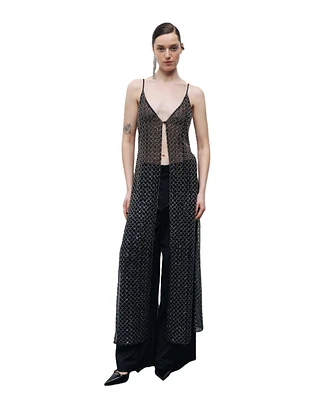 Nocturne Women's Beaded Embroidered Maxi Vest