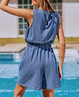 Cupshe Women's Bluebell Skies Denim Romper