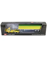 First Gear Dcp 1/64 Yellow & Green Peterbilt 379 Day Cab with Lode King Grain Trailer 60-1969