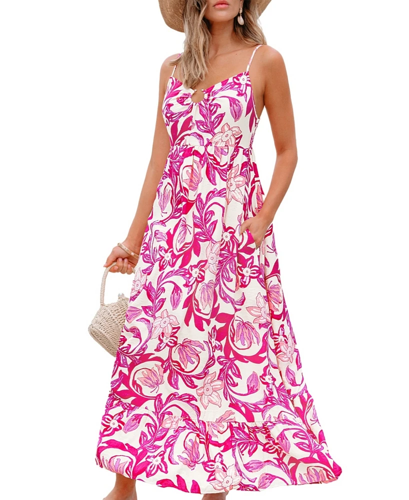 Cupshe Women's Rosewater Bloom Floral Maxi Beach Dress