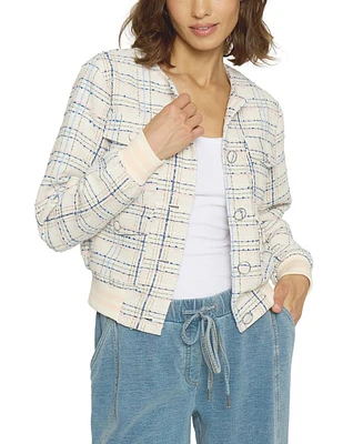 Central Park West Women's Cargo Tweed Bomber Jacket