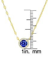 Blue Spinel (1/3 ct. t.w.) & Lab Grown White Sapphire (1/10 ct. t.w.) Halo 18" Pendant Necklace in 14k Gold over Sterling Silver