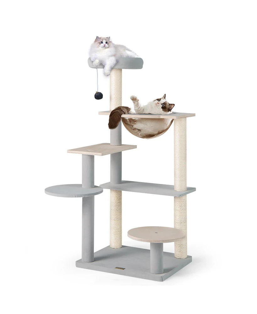 Modern Cat Tree Multi-level Cat Tower with Removable Padded Top Perch