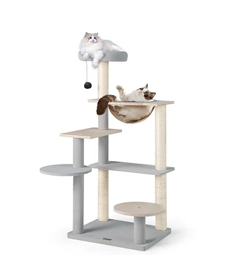 Modern Cat Tree Multi-level Cat Tower with Removable Padded Top Perch