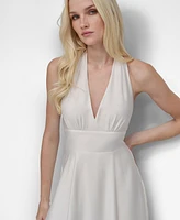 Dkny Women's Halter V-Neck Tie-Back Midi Dress
