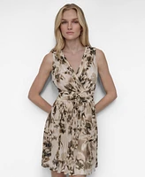 Dkny Women's V-Neck Ruched-Waist Sleeveless Dress