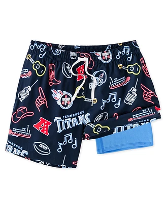 Chubbies Men's 5.5" Navy Tennessee Titans The Neon Lined Classic Swim Trunks