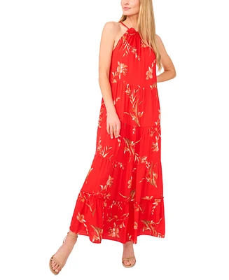 CeCe Women's Printed Halter-Neck Maxi Dress