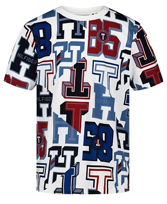 Tommy Hilfiger Big Boys Varsity Letters Print Short Sleeve T-Shirt