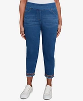 Alfred Dunner Women's El Paso Border Fringe Denim Ankle Jeans