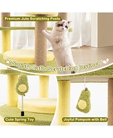 Large Avocado Cat Tree Multi-level Cat Tower with Private Condo