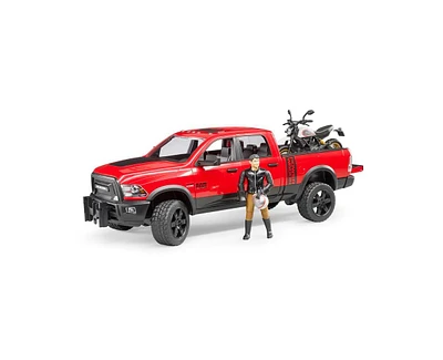 Bruder 1/16 Ram 2500 Power Wagon with Ducati Scrambler Desert Sled and Driver Vehicles Toy 02502