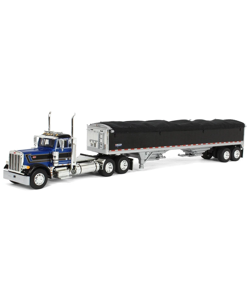 1/64 Blue Black Peterbilt 379 Day Cab w/ Black Wilson Gain Trailer