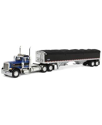 1/64 Blue Black Peterbilt 379 Day Cab w/ Black Wilson Gain Trailer