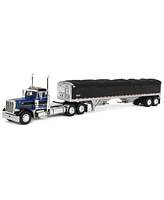 1/64 Blue Black Peterbilt 379 Day Cab w/ Black Wilson Gain Trailer