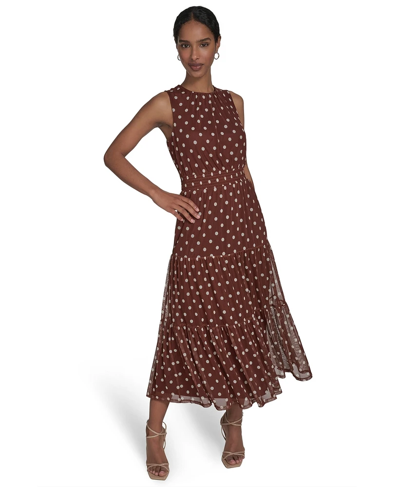 Jessica Howard Women's Sleeveless Mesh Midi Dress