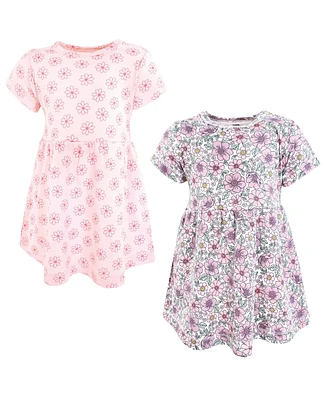 Hudson Baby Girls Cotton Dresses, Pink Purple Pretty Floral
