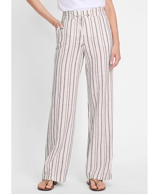 Olsen Women's Cotton Linen Striped Pant