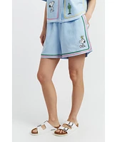 Chinti & Parker Women's Linen-Cotton Peanuts Vacation Shorts