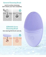 Ezbasics Rechargeable Facial Cleansing Brush, Soft Silicone Waterproof Sonic Vibrating Face Cleaning Brush Compatible with Face Cleansers, 5 Speeds, V