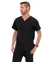 Medichic Men's Men Scrubs Set - Stretch V-Neck Scrub Top with 7-Pocket Pants Workwear Wine Large