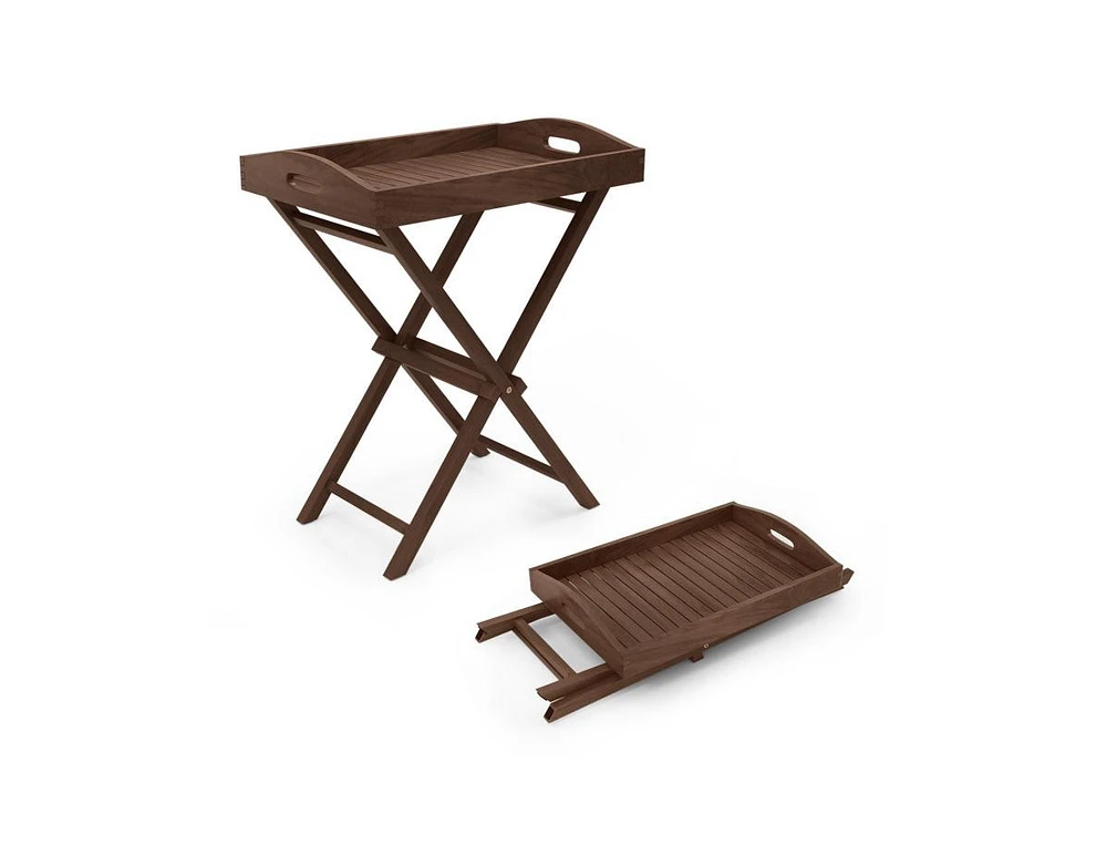 Tray Table with Removable Tray Top for Convenient Serving and Versatile Use on Patio and in Garden