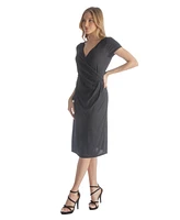 24seven Comfort Apparel Petite Short Sleeve Knee Length Dress