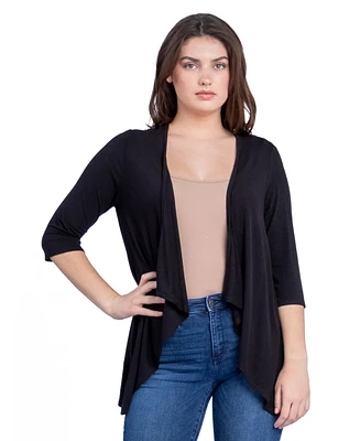 24seven Comfort Apparel Petite Elbow Length Sleeve Open Cardigan Jacket