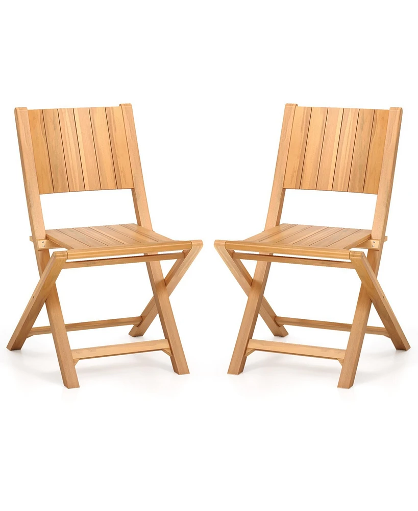2-Piece Outdoor Dining Chairs with Slatted Seat for Durable and Stylish Patio Seating