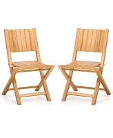 2-Piece Outdoor Dining Chairs with Slatted Seat for Durable and Stylish Patio Seating