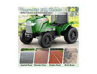 12V 2-in-1 Kids Ride On Tractor with Trailer and 3-Gear Shift