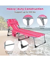 Gymax Patio Beach Lounge Chair Folding Chaise Lounge w/ Pillow Hot