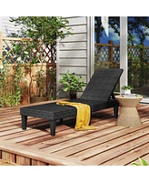 Outdoor Chaise Lounger Chair with Waterproof Rattan Textured Pp Surface