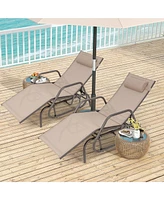Gymax Patio Chaise Lounge Glider Recliner Chair Adjustable Sturdy Metal Frame Outdoor