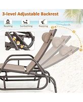 Gymax Patio Chaise Lounge Glider Recliner Chair Adjustable Sturdy Metal Frame Outdoor