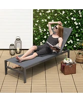 Gymax Patio Chaise Lounge Outdoor Adjustable Lounge Chair W/ 6-Position Backrest