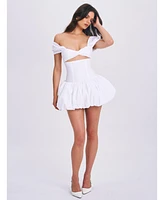 Miss Circle Women's Umika White Bubble Hem Mini Dress