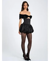 Miss Circle Women's Gabby Black Velvet Top Bubble Hem Mini Dress