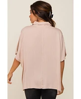 Pinkblush Maternity Taupe Button Up Dolman Short Sleeve Top